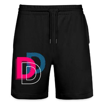 Initial letter D - Stanley/Stella Trainer Unisex Organic Jogging Shorts - black - Front - Nik (191cm) & Marisol (170cm)