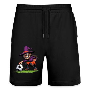 Sorcière Footballeuse - Short de jogging bio TRAINER Stanley/Stella unisexe - noir - Devant - Nik (191cm) & Marisol (170cm)