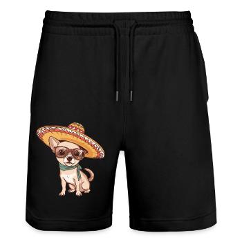 Chihuahua chien drôle sombrero - Short de jogging bio TRAINER Stanley/Stella unisexe - noir - Devant - Nik (191cm) & Marisol (170cm)