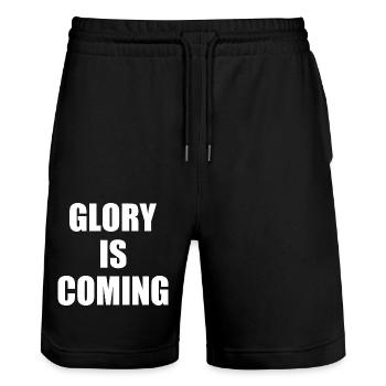 Glory is coming - Stanley/Stella Trainer Unisex Organic Jogging Shorts - black - Front - Nik (191cm) & Marisol (170cm)
