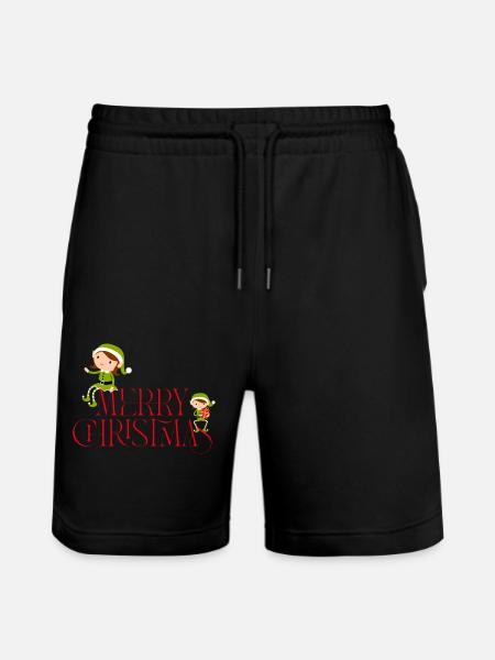 Merry Christmas - Christmas Elves - Stanley/Stella Trainer Unisex Organic Jogging Shorts - black