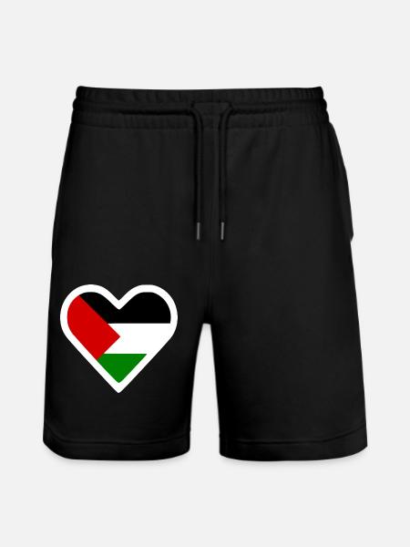 Free palestine heart - Stanley/Stella Trainer Unisex Organic Jogging Shorts - black