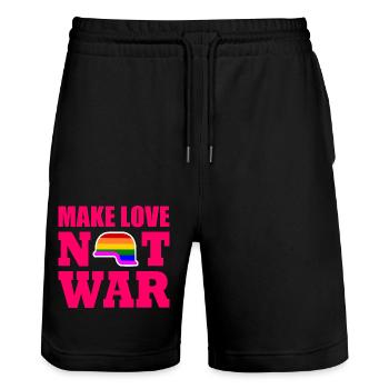 Make love not war - Short de jogging bio TRAINER Stanley/Stella unisexe - noir - Devant - Nik (191cm) & Marisol (170cm)