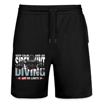 Sidemount Diver Cadeau Keep Calm - Short de jogging bio TRAINER Stanley/Stella unisexe - noir - Devant - Nik (191cm) & Marisol (170cm)