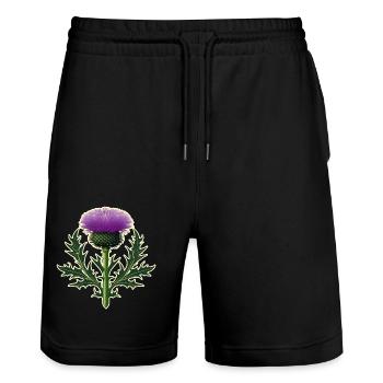 Wunderschöne Distel alls Wappen I - Stanley/Stella Unisex Bio Joggingshorts Trainer  - Schwarz - Vorne - Nik (191cm) & Marisol (170cm)