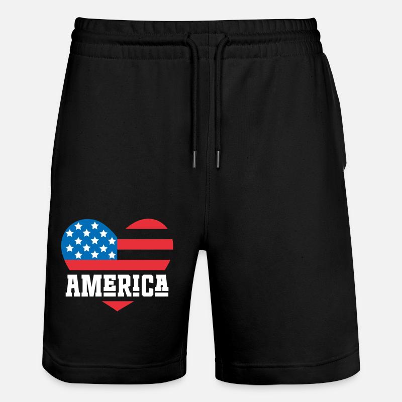 Drapeau de l’Amérique Coeur - Short de jogging bio TRAINER Stanley/Stella unisexe - noir