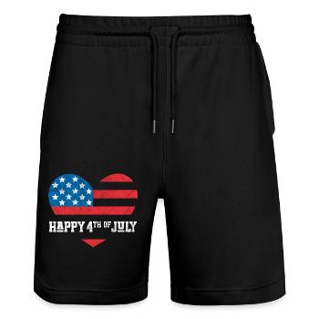 Frohen 4. Juli - Stanley/Stella Unisex Bio Joggingshorts Trainer  - Schwarz - Vorne - Nik (191cm) & Marisol (170cm)