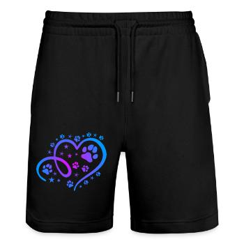 Herz mit Pfötchen und Sternen - Stanley/Stella Unisex Bio Joggingshorts Trainer  - Schwarz - Vorne - Nik (191cm) & Marisol (170cm)
