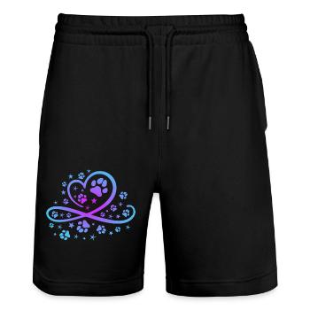Herz mit Pfötchen und Sternen - Stanley/Stella Unisex Bio Joggingshorts Trainer  - Schwarz - Vorne - Nik (191cm) & Marisol (170cm)