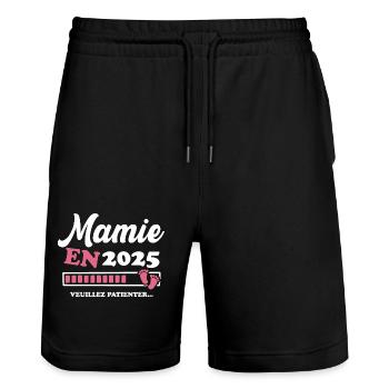 Mamie en 2025 Humour Cadeau - Short de jogging bio TRAINER Stanley/Stella unisexe - noir - Devant - Nik (191cm) & Marisol (170cm)
