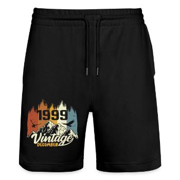 Birthday Gift born in December 1999 - Stanley/Stella Trainer Unisex Organic Jogging Shorts - black - Front - Nik (191cm) & Marisol (170cm)