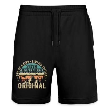 November 2019 Birthday Gift - November 2019 - Stanley/Stella Trainer Unisex Organic Jogging Shorts - black - Front - Nik (191cm) & Marisol (170cm)
