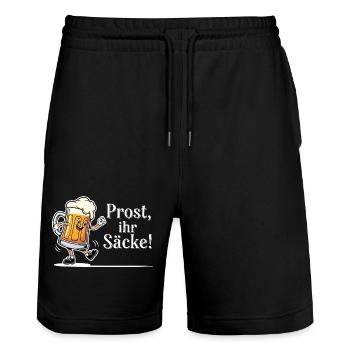 Prost, ihr Säcke ! - Stanley/Stella Unisex Bio Joggingshorts Trainer  - Schwarz - Vorne - Nik (191cm) & Marisol (170cm)