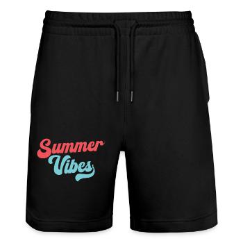 Ambiance estivale - Short de jogging bio TRAINER Stanley/Stella unisexe - noir - Devant - Nik (191cm) & Marisol (170cm)
