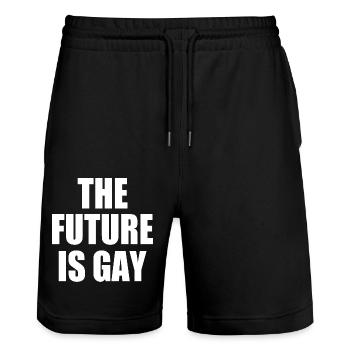 the future is gay - Stanley/Stella Trainer Unisex Organic Jogging Shorts - black - Front - Nik (191cm) & Marisol (170cm)