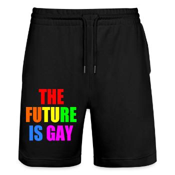 The future is gay - Stanley/Stella Trainer Unisex Organic Jogging Shorts - black - Front - Nik (191cm) & Marisol (170cm)