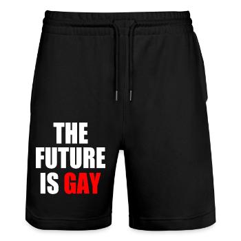 The future is gay - Stanley/Stella Trainer Unisex Organic Jogging Shorts - black - Front - Nik (191cm) & Marisol (170cm)