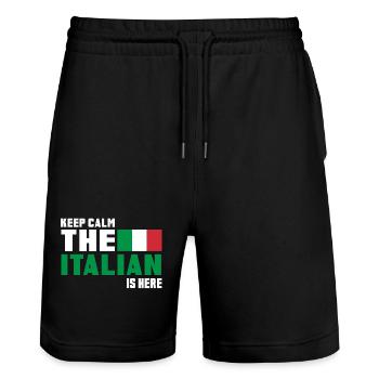 Keep Calm the Italian is here / Italie / Cadeau - Short de jogging bio TRAINER Stanley/Stella unisexe - noir - Devant - Nik (191cm) & Marisol (170cm)