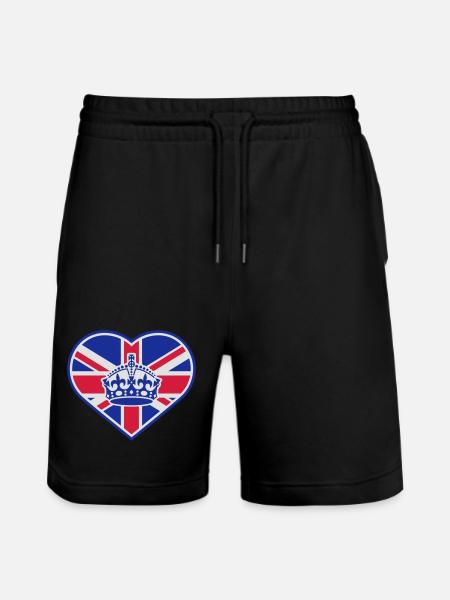 England Herz Krone - Stanley/Stella Unisex Bio Joggingshorts Trainer  - Schwarz