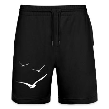 vol de mouettes - Short de jogging bio TRAINER Stanley/Stella unisexe - noir - Devant - Nik (191cm) & Marisol (170cm)
