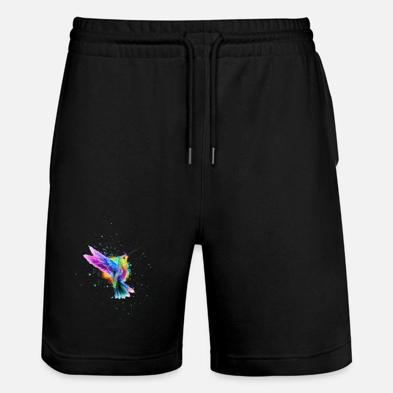 Aquarelle arc-en-ciel Explosion de Colibri - Short de jogging bio TRAINER Stanley/Stella unisexe - noir