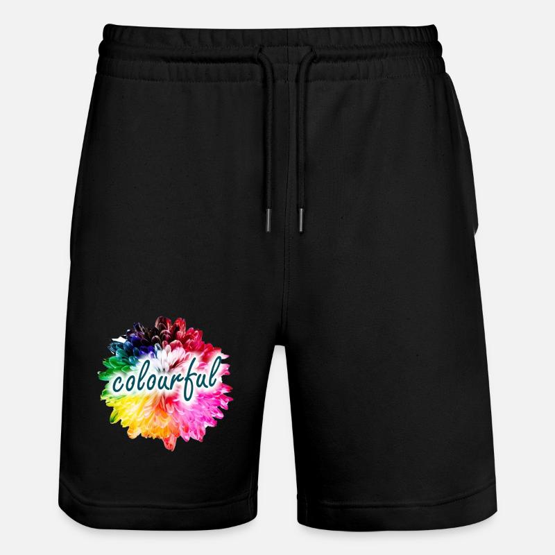Regenbogenblume Farbexplosion - Stanley/Stella Unisex Bio Joggingshorts Trainer  - Schwarz
