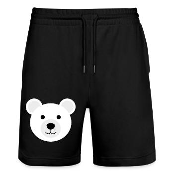 Polar Bear Head Cute Smiling Polar Bear Head Polar Bear Head - Stanley/Stella Trainer Unisex Organic Jogging Shorts - black - Front - Nik (191cm) & Marisol (170cm)