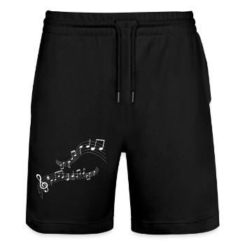 Flowing note melody - Stanley/Stella Trainer Unisex Organic Jogging Shorts - black - Front - Nik (191cm) & Marisol (170cm)