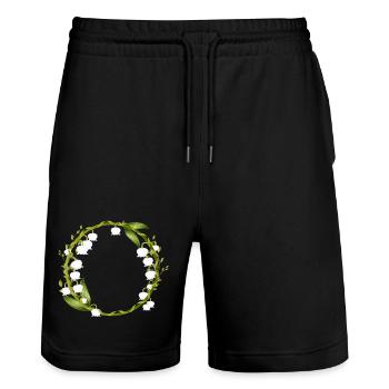 delicate spring-like wreath of lily of the valley - Stanley/Stella Trainer Unisex Organic Jogging Shorts - black - Front - Nik (191cm) & Marisol (170cm)