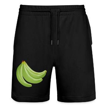 quatre bananes non mûres vert vif - Short de jogging bio TRAINER Stanley/Stella unisexe - noir - Devant - Nik (191cm) & Marisol (170cm)
