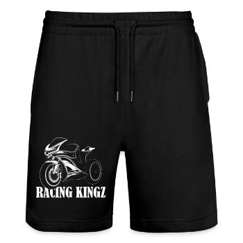 Racing Kingz Motorcycle Illustration Symbol Graphic - Stanley/Stella Trainer Unisex Organic Jogging Shorts - black - Front - Nik (191cm) & Marisol (170cm)