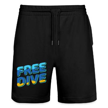 Freedive - One Breath Diving - Freediving World - Stanley/Stella Trainer Unisex Organic Jogging Shorts - black - Front - Nik (191cm) & Marisol (170cm)