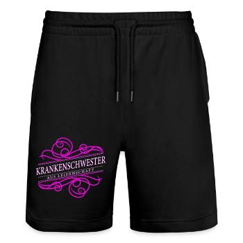 Krankenschwester aus Leidenschaft - Stanley/Stella Unisex Bio Joggingshorts Trainer  - Schwarz - Vorne - Nik (191cm) & Marisol (170cm)