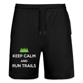 Keep Calm and Run Trails - Stanley/Stella Trainer Unisex Organic Jogging Shorts - black - Front - Nik (191cm) & Marisol (170cm)