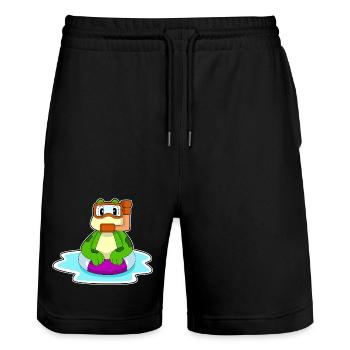 Frosch Taucher Schnorchel Tauchen - Stanley/Stella Unisex Bio Joggingshorts Trainer  - Schwarz - Vorne - Nik (191cm) & Marisol (170cm)