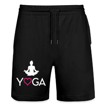 Yoga - Short de jogging bio TRAINER Stanley/Stella unisexe - noir - Devant - Nik (191cm) & Marisol (170cm)