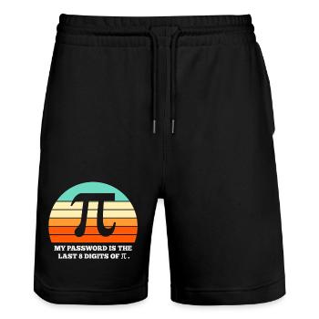 pi, math, mathematics - Stanley/Stella Trainer Unisex Organic Jogging Shorts - black - Front - Nik (191cm) & Marisol (170cm)
