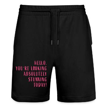 Hello. You're looking absolutely stunning today! - Stanley/Stella Unisex Bio Joggingshorts Trainer  - Schwarz - Vorne - Nik (191cm) & Marisol (170cm)