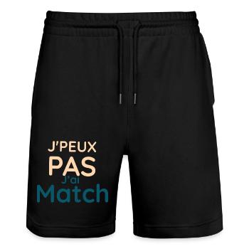 j'e peux pas j'ai match - Short de jogging bio TRAINER Stanley/Stella unisexe - noir - Devant - Nik (191cm) & Marisol (170cm)
