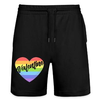 Valentine's Day lgbt heart gay pride t-shirt - Stanley/Stella Trainer Unisex Organic Jogging Shorts - black - Front - Nik (191cm) & Marisol (170cm)