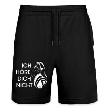 ich höre dich nicht kopfhörer zocker zocken game - Stanley/Stella Unisex Bio Joggingshorts Trainer  - Schwarz - Vorne - Nik (191cm) & Marisol (170cm)