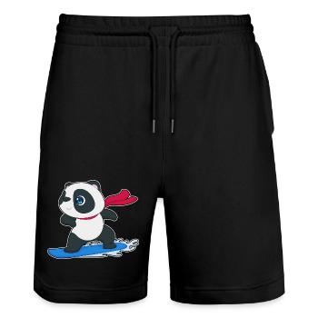 Panda Snowboarder Snowboard - Short de jogging bio TRAINER Stanley/Stella unisexe - noir - Devant - Nik (191cm) & Marisol (170cm)