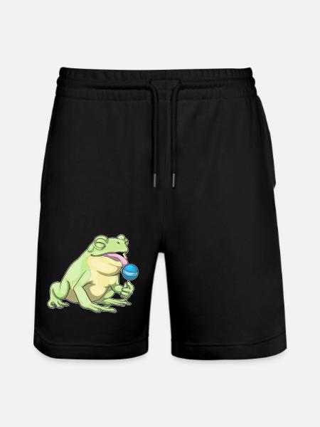 Frog Lollipop - Stanley/Stella Trainer Unisex Organic Jogging Shorts - black