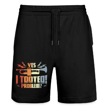 Quote Trumpeter - Stanley/Stella Trainer Unisex Organic Jogging Shorts - black - Front - Nik (191cm) & Marisol (170cm)