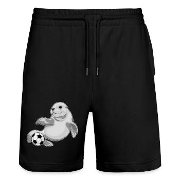 Seal Joueur De Football Football - Short de jogging bio TRAINER Stanley/Stella unisexe - noir - Devant - Nik (191cm) & Marisol (170cm)