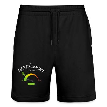 Retirement Plans: Relaxed Low Stress Levels - Stanley/Stella Trainer Unisex Organic Jogging Shorts - black - Front - Nik (191cm) & Marisol (170cm)