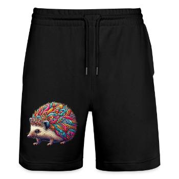 Hedgehog - Stanley/Stella Trainer Unisex Organic Jogging Shorts - black - Front - Nik (191cm) & Marisol (170cm)