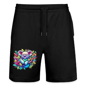 Koala - Short de jogging bio TRAINER Stanley/Stella unisexe - noir - Devant - Nik (191cm) & Marisol (170cm)