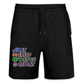 Eat Sleep Watch EM Repeat - Stanley/Stella Unisex Bio Joggingshorts Trainer  - Schwarz - Vorne - Nik (191cm) & Marisol (170cm)