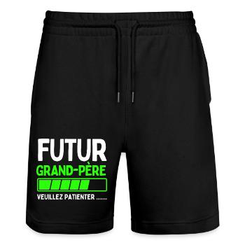 Future grandfather - Stanley/Stella Trainer Unisex Organic Jogging Shorts - black - Front - Nik (191cm) & Marisol (170cm)